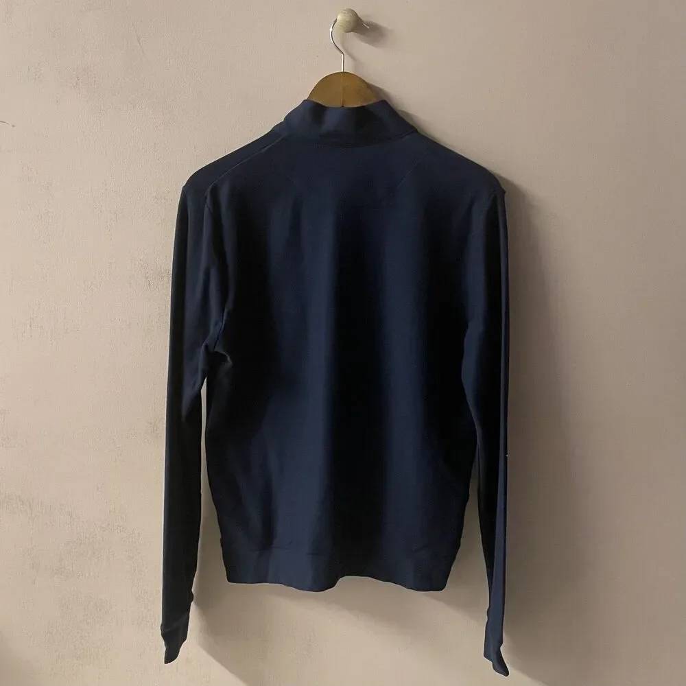 TD Thomas Dean Men's Navy Blue Quarter Zip Pullover Sweater Size M GUC